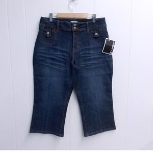 Carolina Blues Stretch Denim Jean Capri Dark Wash Casual Size 10 (32"x19") #7189